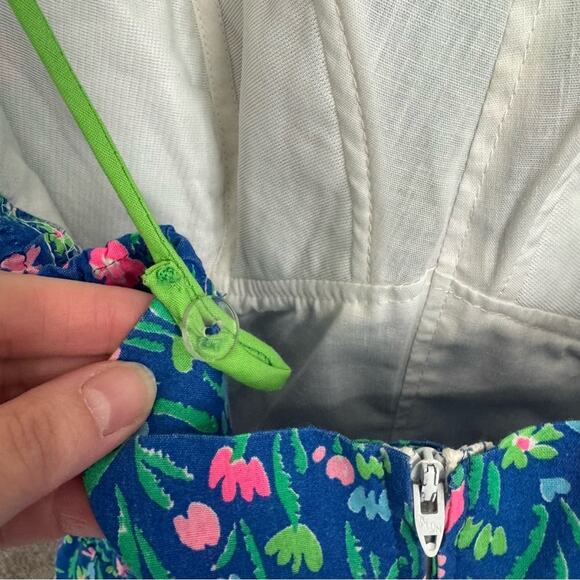 Vintage Seawaves Blue & Pink Floral Swimsuit Romper Size 8 - Picture 6 of 9